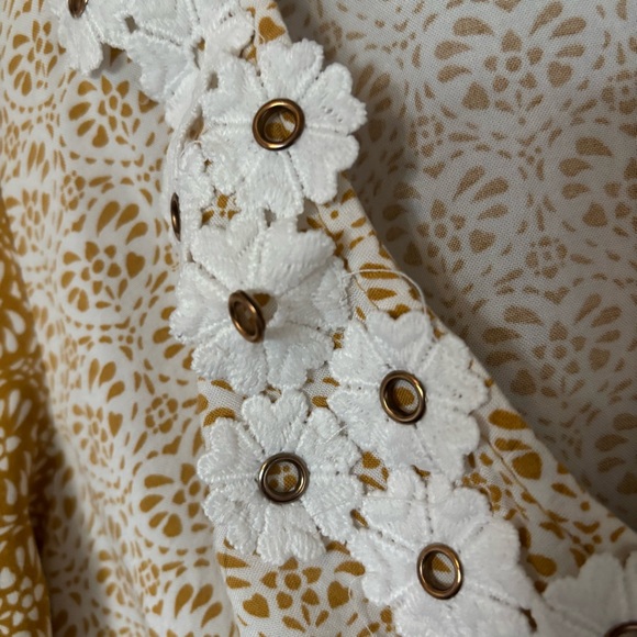 LC Lauren Conrad Women's Mixed-Print Midi Dress Yellow White Floral Boho - Picture 5 of 7